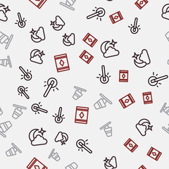 Set line Magic wand, Moon stars, Game thimbles and carpet on seamless pattern. Vector