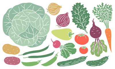 Set of local vegetables and fruits