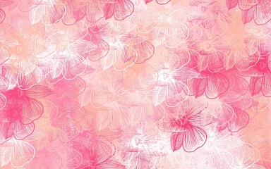 Light Pink vector doodle backdrop with flowers.