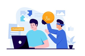 Flat design of plagiarism vector concept. Illustration for websites, landing pages, mobile applications, posters and banners. Trendy flat vector illustration