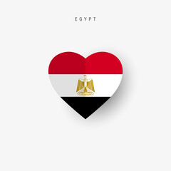 Obraz premium Egypt heart shaped flag. Origami paper cut Egyptian national banner. 3D vector illustration isolated on white with soft shadow.