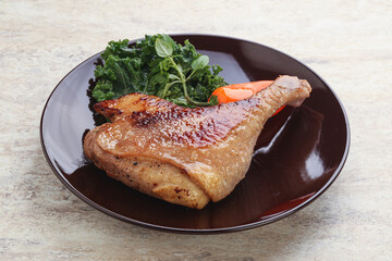 Roasted duck leg with orange sauce