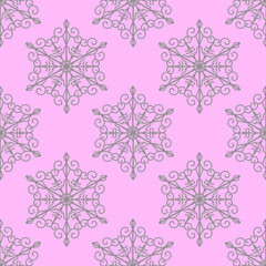 Snowflakes seamless pattern. Christmas winter background in cold pastel colors.