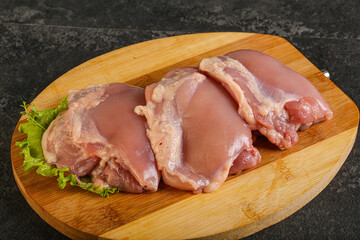 Raw chicken boneless and skinless leg