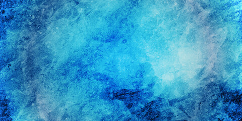 Blue background with grunge texture, watercolor painted mottled blue background, colorful bright ink and watercolor textures on white paper background.