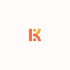 letter K people hand in hand vector