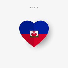 Haiti heart shaped flag. Origami paper cut Haitian national banner. 3D vector illustration isolated on white with soft shadow.