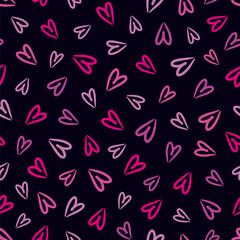 Vector seamless pattern with colorful pink hearts. Romantic background for valentines day design,fabric,wrapping paper,cards,textile,covers,paper goods.