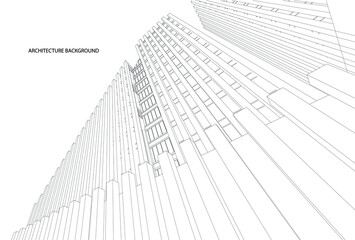 3d wireframe of building. sketch design.Vector