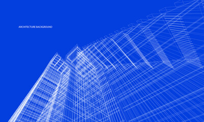 Fototapeta na wymiar 3d wireframe of building. sketch design.Vector