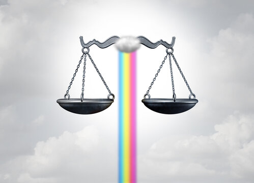 Diversity justice concept and diverse Social justice and equal rights awareness concept as a rainbow for civil liberties and racial equality laws and government minority policy symbol 