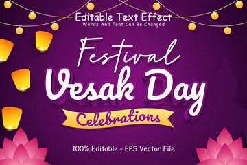 Festival Vesak Day Celebrations Editable Text Effect 3 Dimension Emboss Modern Style