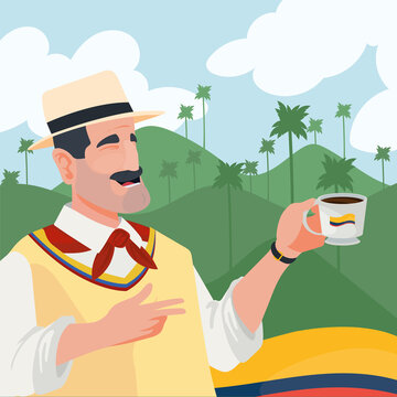 colombian man with coffee
