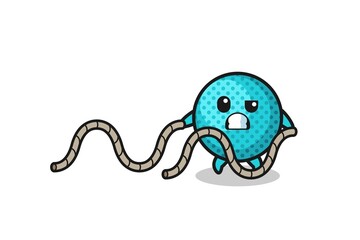 illustration of spiky ball doing battle rope workout