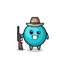 spiky ball hunter mascot holding a gun