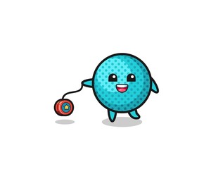 cartoon of cute spiky ball playing a yoyo