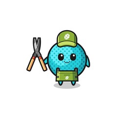 cute spiky ball as gardener mascot