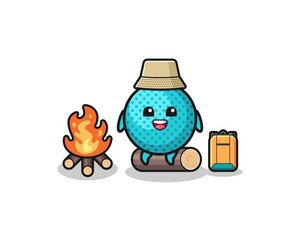 camping illustration of the spiky ball cartoon