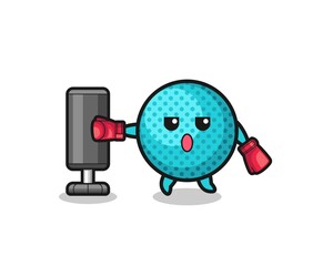 spiky ball boxer cartoon doing training with punching bag