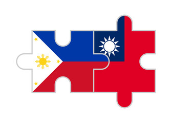 puzzle pieces of philippines and taiwan flags. vector illustration isolated on white background