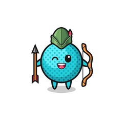 spiky ball cartoon as medieval archer mascot
