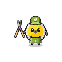cute saw blade as gardener mascot