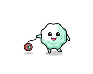 cartoon of cute chewing gum playing a yoyo
