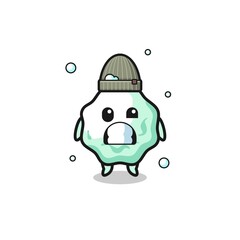 cute cartoon chewing gum with shivering expression