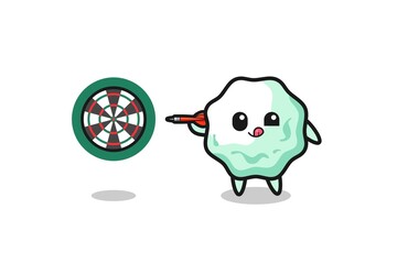 cute chewing gum is playing dart