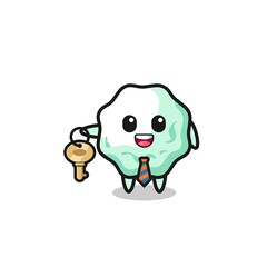 cute chewing gum as a real estate agent mascot