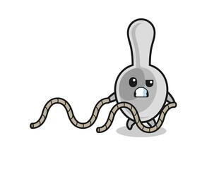 illustration of spoon doing battle rope workout