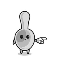 spoon mascot with pointing right gesture