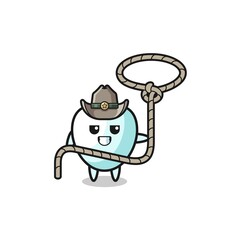 the tooth cowboy with lasso rope