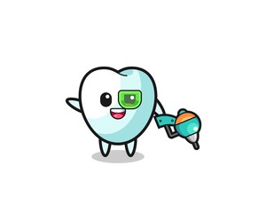 tooth cartoon as future warrior mascot