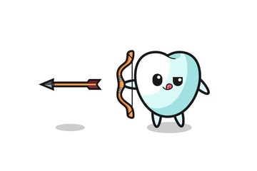 illustration of tooth character doing archery