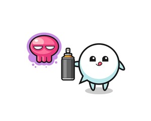 speech bubble cartoon make a graffiti with a spray paint