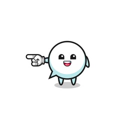 speech bubble cartoon with pointing left gesture