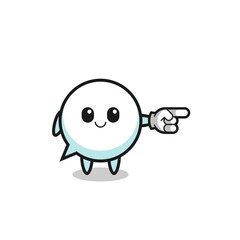speech bubble mascot with pointing right gesture