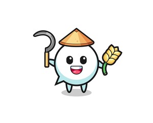 speech bubble Asian farmer holding paddy