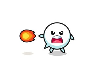 cute speech bubble mascot is shooting fire power