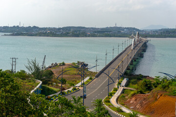 landscape of dompak bridge at tanjungpinang city, bintan island