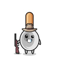 Obraz na płótnie Canvas cooking spoon hunter mascot holding a gun
