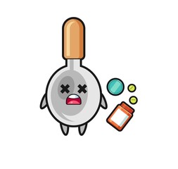 illustration of overdose cooking spoon character