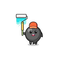 the comma symbol painter mascot with a paint roller