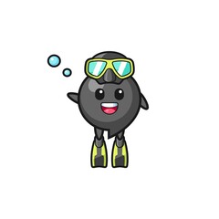 the comma symbol diver cartoon character