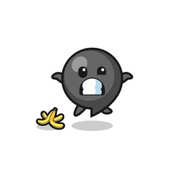 comma symbol cartoon is slip on a banana peel