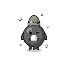 cute cartoon comma symbol with shivering expression