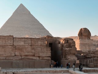 Sphinx and Pyramids of Giza, Egypt. 