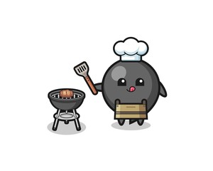 comma symbol barbeque chef with a grill