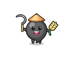 comma symbol Asian farmer holding paddy